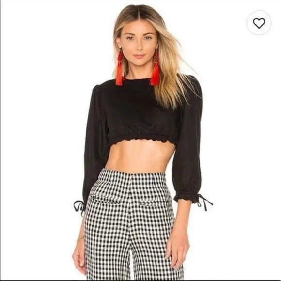 Revolve Lovers + Friends Tara linen blend crop top - Picture 1 of 8